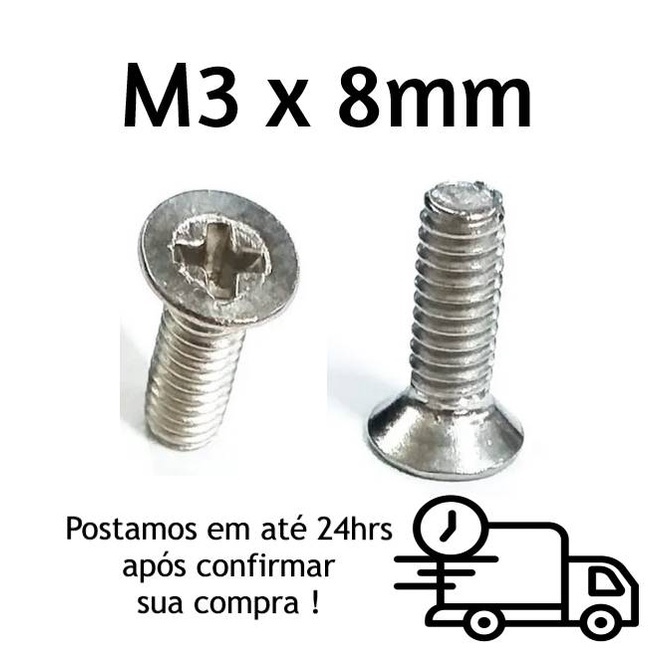 Parafuso Máquina Phillips Chato M3 X 8mm INOX