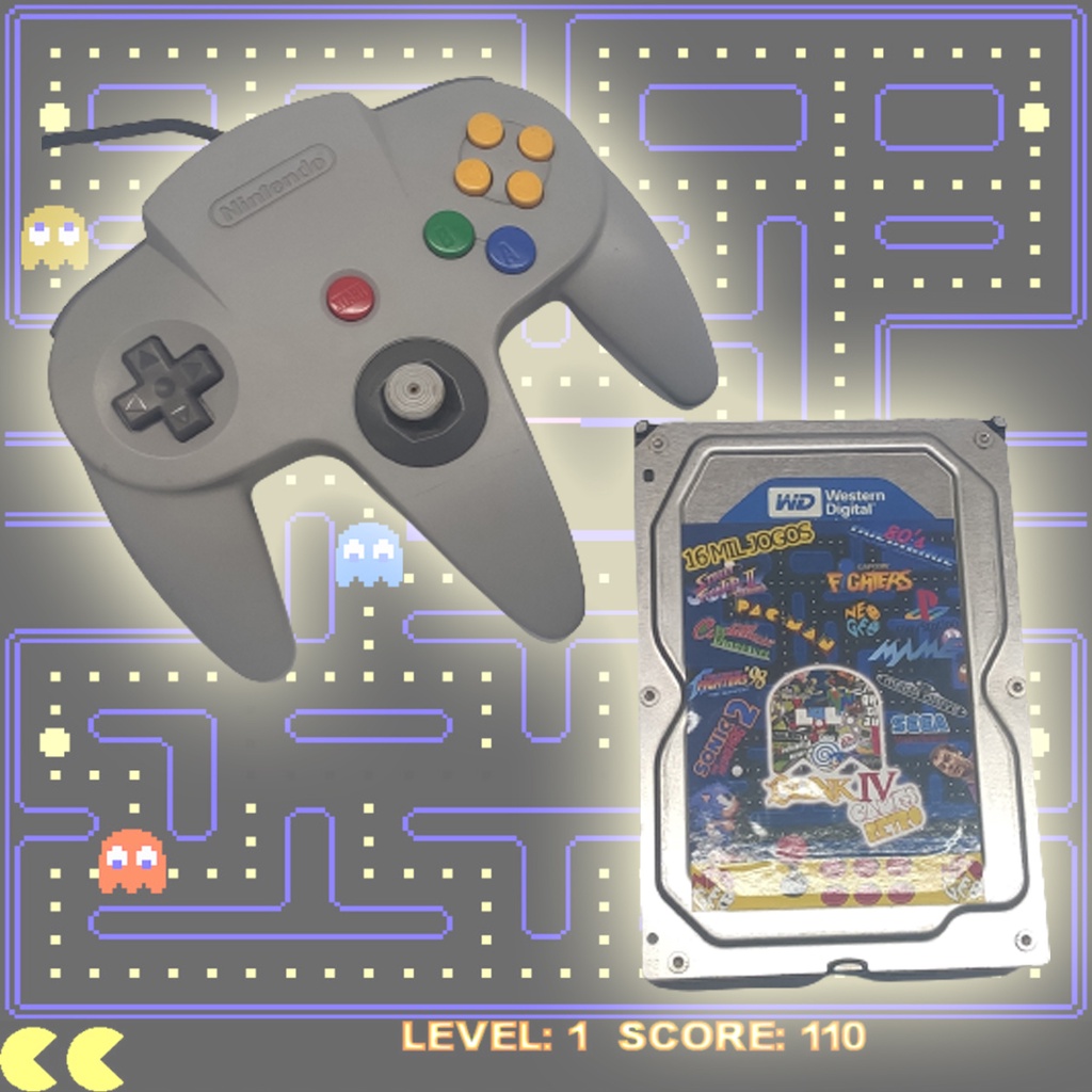 HD PC multijogos + controle N64 usb