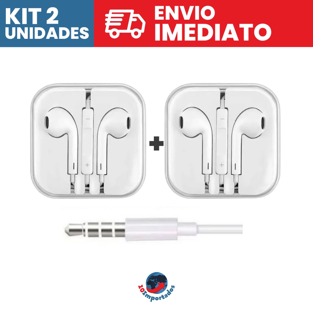 Kit Unidades Fone De Ouvido Para Celular P Com Microfone Branco Escorrega O Pre O