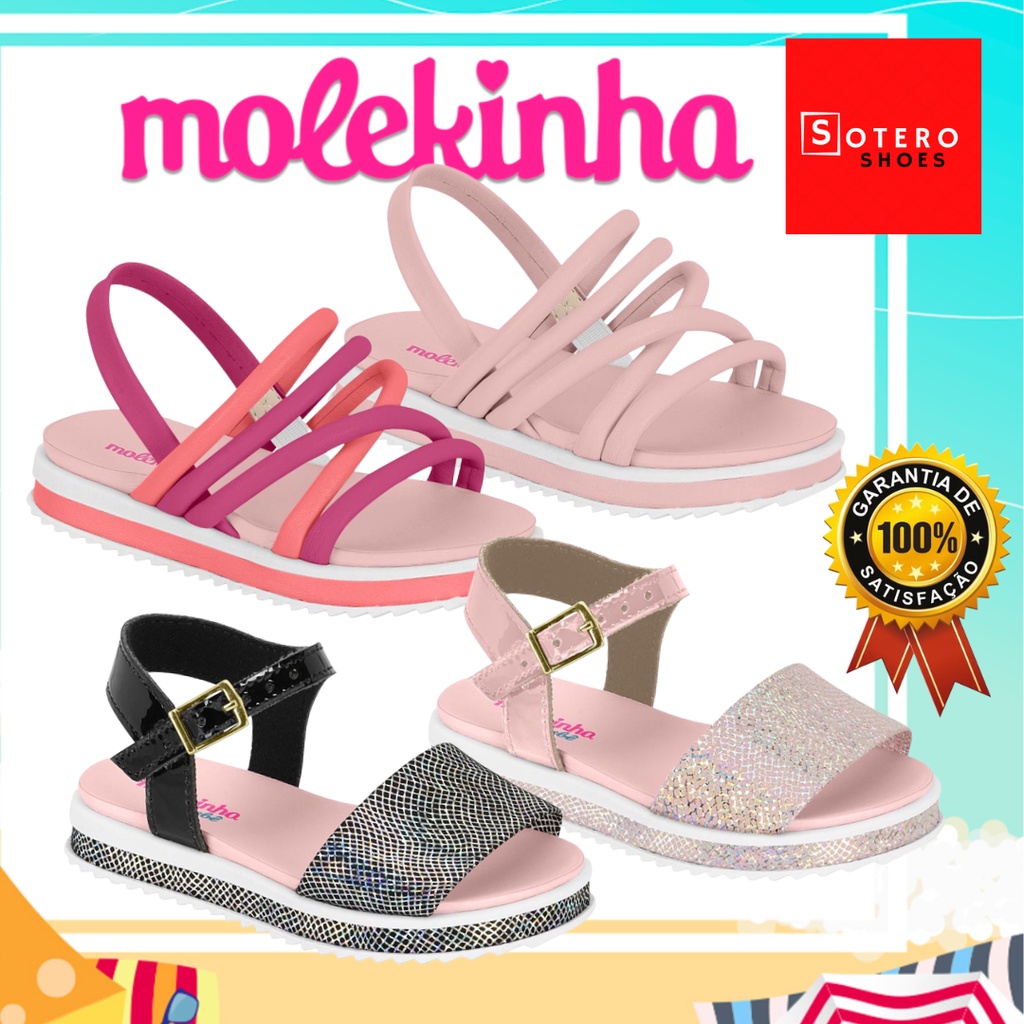 Sandália Infantil Molekinha Original Menina Tiras e Sereia