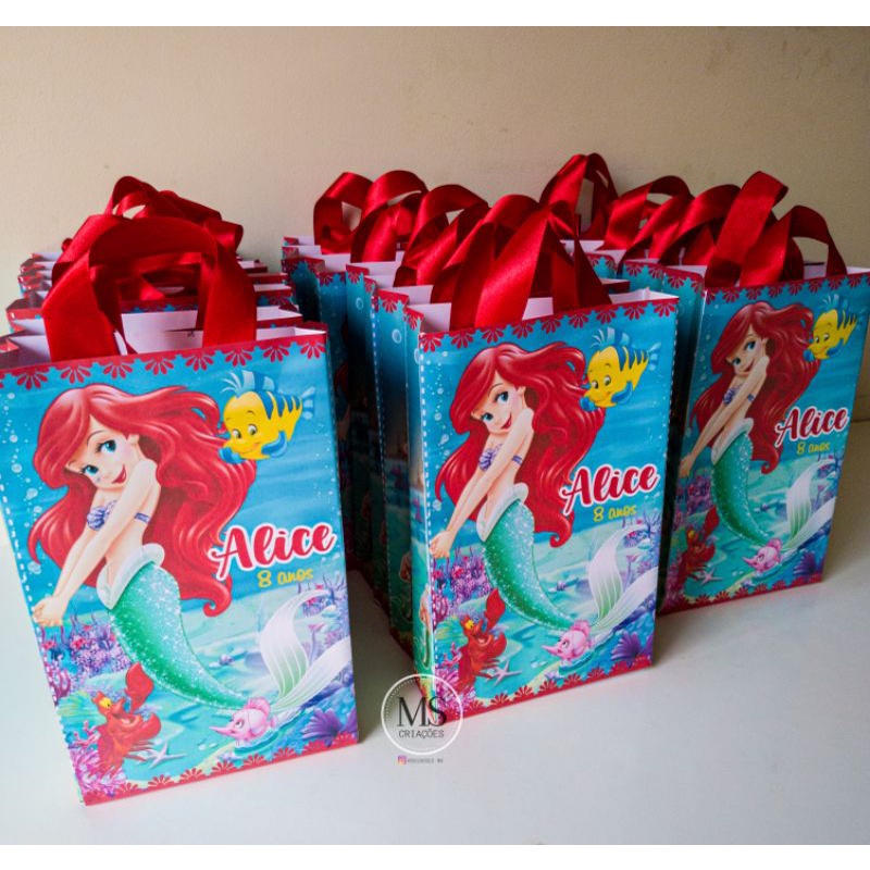 KIT 10/15/20 Sacolinhas Surpresa, Festa Pequena Sereia, Lembrancinhas, Aniversário, Personalizadas.