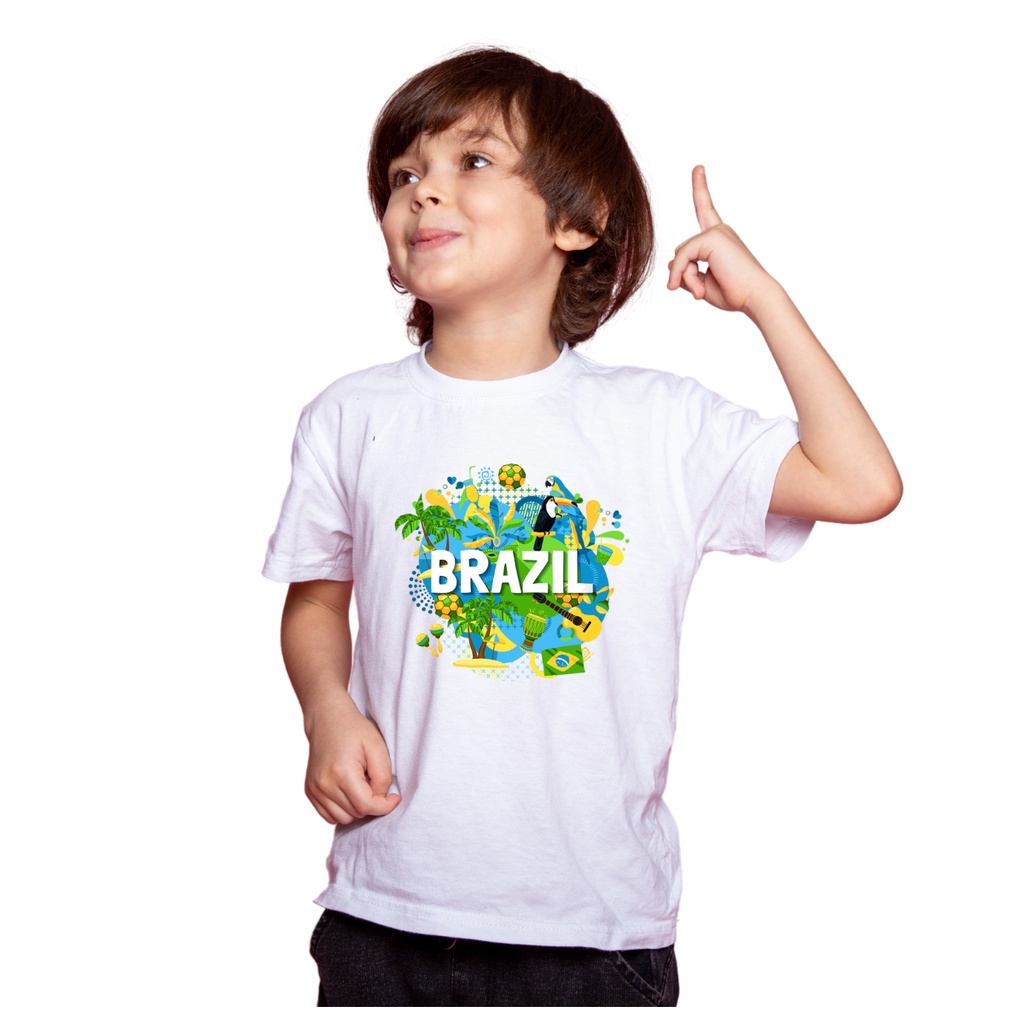 Camiseta T-shirt Blusa INFANTIL DO BRASIL Unisex COPA 2022 BRASIL PRAIA