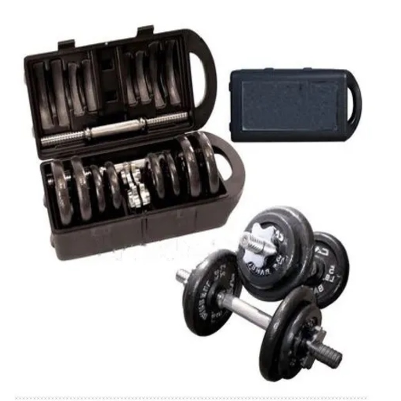 Kit Completo Wct Fitness Anilhas + Halteres Na Maleta 20Kg Preto em Oferta na Shopee
