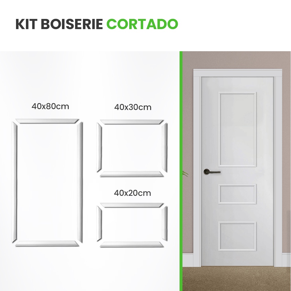 Rodameio Boiserie Adesivo Kit Trio Cortado 40x80 40x20 40x30 - Home & Living