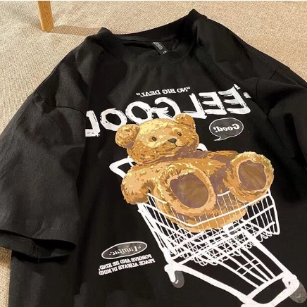 Camiseta Ursinho no Carrinho de Mercado Engraçado Fofinho Novo!