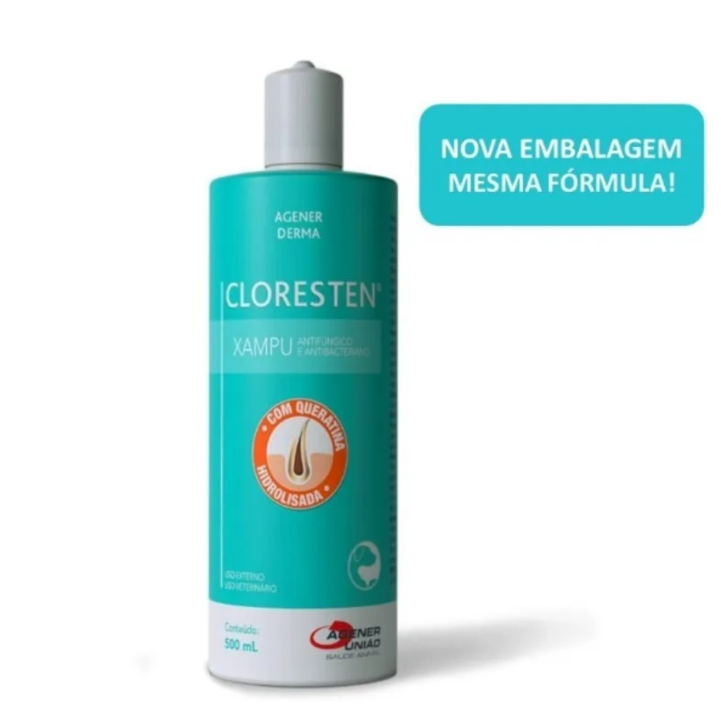 Cloresten Shampoo Dr Clean Antifúngico E Antibacteriano De 500ml Cães Gatos Agener União