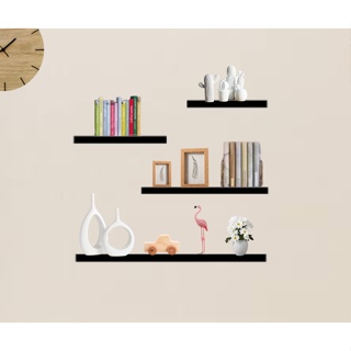 Kit 4 Prateleiras reta 20/25/30/35 Mdf Preto Suporte decoração sala quarto banheiro escritório em Oferta na Shopee