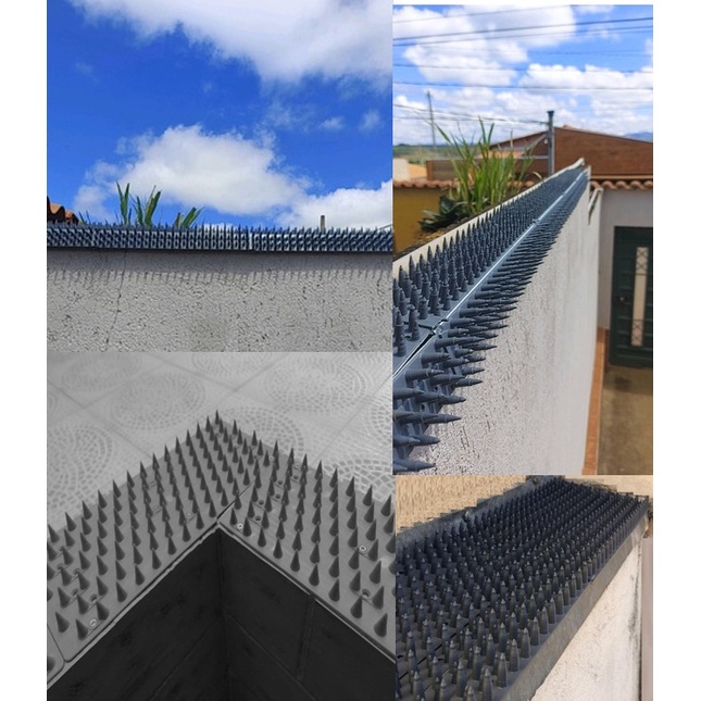 Espícula Barreira - Obstrução de Acesso Anti Pombos Gatos Repelente - 4 Peças COR **PRETA**