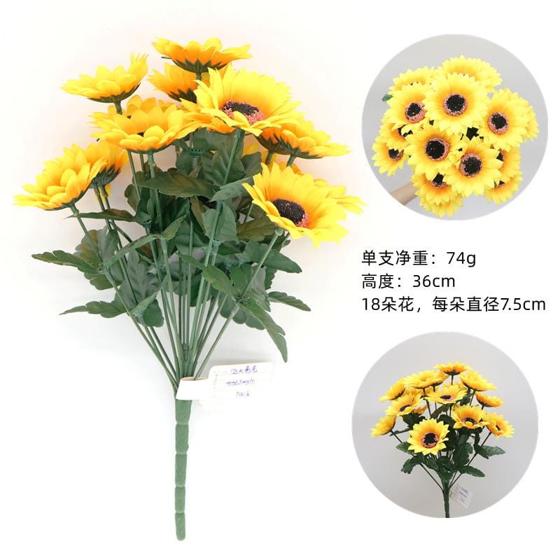 Buquê Flores  com 18 cabecas  Girassóis , Flores Artificias FL-6731 em Oferta na Shopee