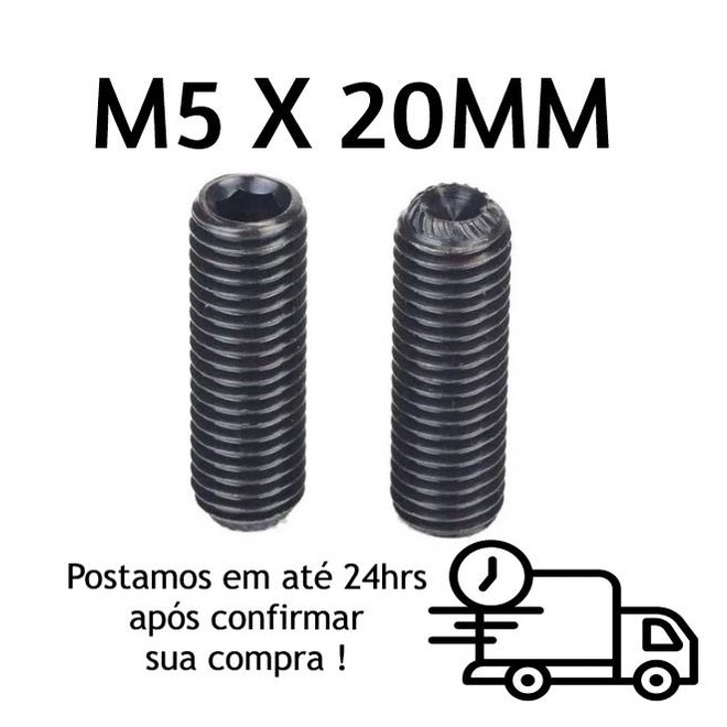 Parafuso Allen Ponta Côncava M5 X 20mm Oxidado Preto - Sem cabeça