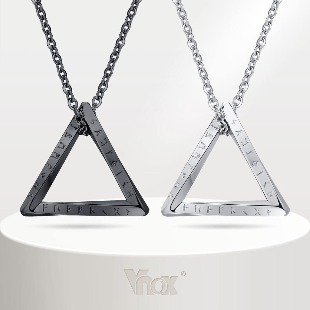 Vnox Fashion Norse Viking Pendant Necklace , Gargantilha Geométrica De Aço Inoxidável Mobius Triângulo Para Homens , Vegvisir Valknut Nórdica em Oferta na Shopee