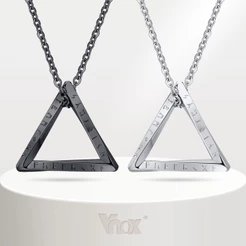 Vnox Fashion Norse Viking Pendant Necklace , Gargantilha Geométrica De Aço Inoxidável Mobius Triângulo Para Homens , Vegvisir Valknut Nórdica