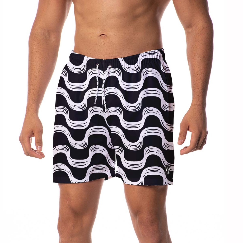 Shorts Masculino Listrado Listras Estampado Cores Verão Moda Praia Tecido Leve com Elastano Casual Bermuda Masculina