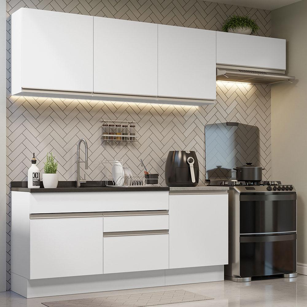 Armário de Cozinha Completa 260cm Branco Glamy Madesa 03 em Oferta na Shopee