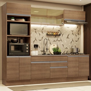 Cozinha Completa Madesa Glamy 270010 com Armário e Balcão (Sem Tampo e Pia) - Rustic em Oferta na Shopee