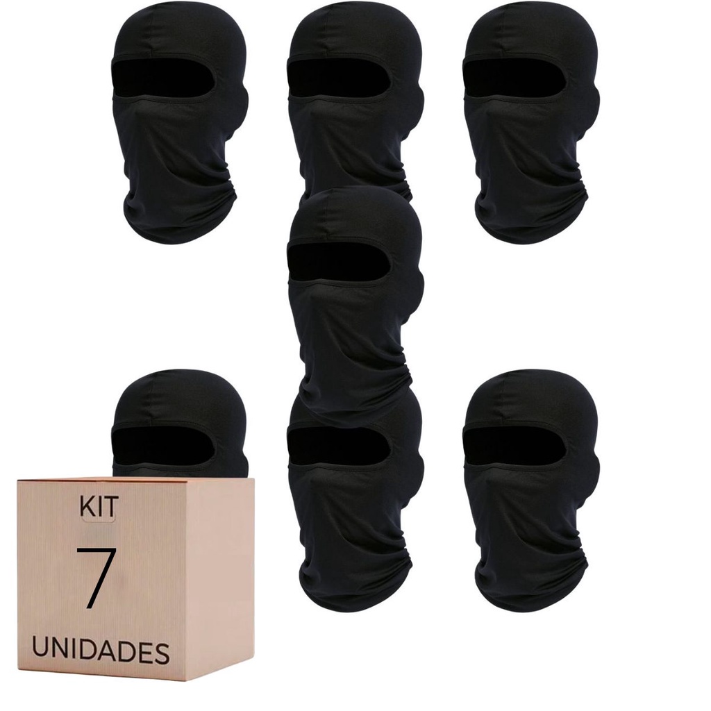 Kit com 7 Balaclava Touca Ninja Proteção UV 50+ Frio Conforto Cores Sortidas