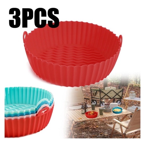kit 3 Forma Silicone Pra Fritadeira Air Fryer forno Micro-ondas Com Alça cesto