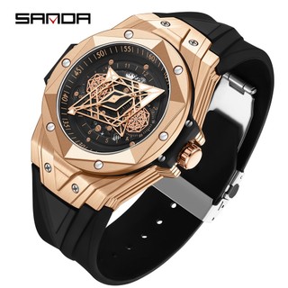 Relógios De Moda Masculina De Luxo SANDA Top Luxury Brand Relógio De Quartzo Oco À Prova D'água