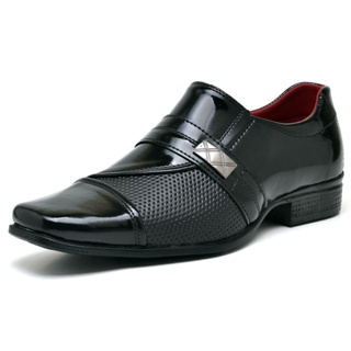 Sapato Social Masculino Preto Verniz Brilhante com Fivela Elegante Confortavel em Oferta na Shopee