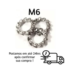 Arruela M6 Aço Inox Dentada Externa