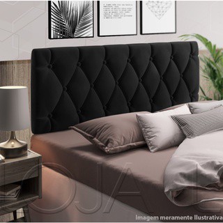 CABECEIRA PARIS DE CAMA CASAL 140 CM X 55 CM PRETO SUEDE em Oferta na Shopee