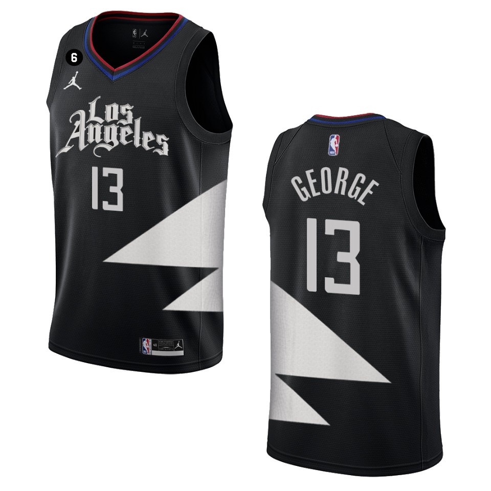 Camisa Masculinos Los Angeles LA Clippers Paul George Black Basquetebol Jersey