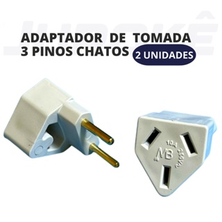 Kit 2 Adaptador Tomada Padrão Antigo Pino Chato Tripolar em Oferta na Shopee