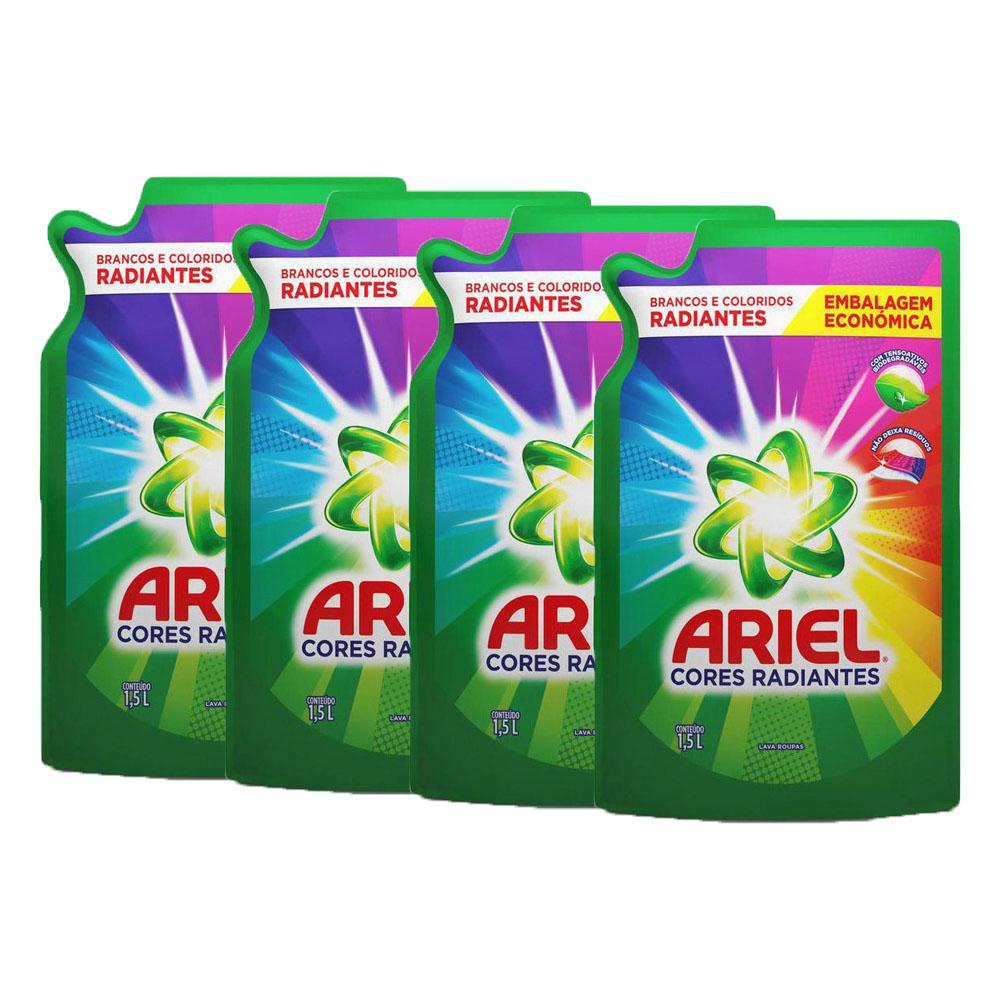 Kit 4 Refis Sabão Líquido Ariel Cores Radiantes 1,5L em Oferta na Shopee