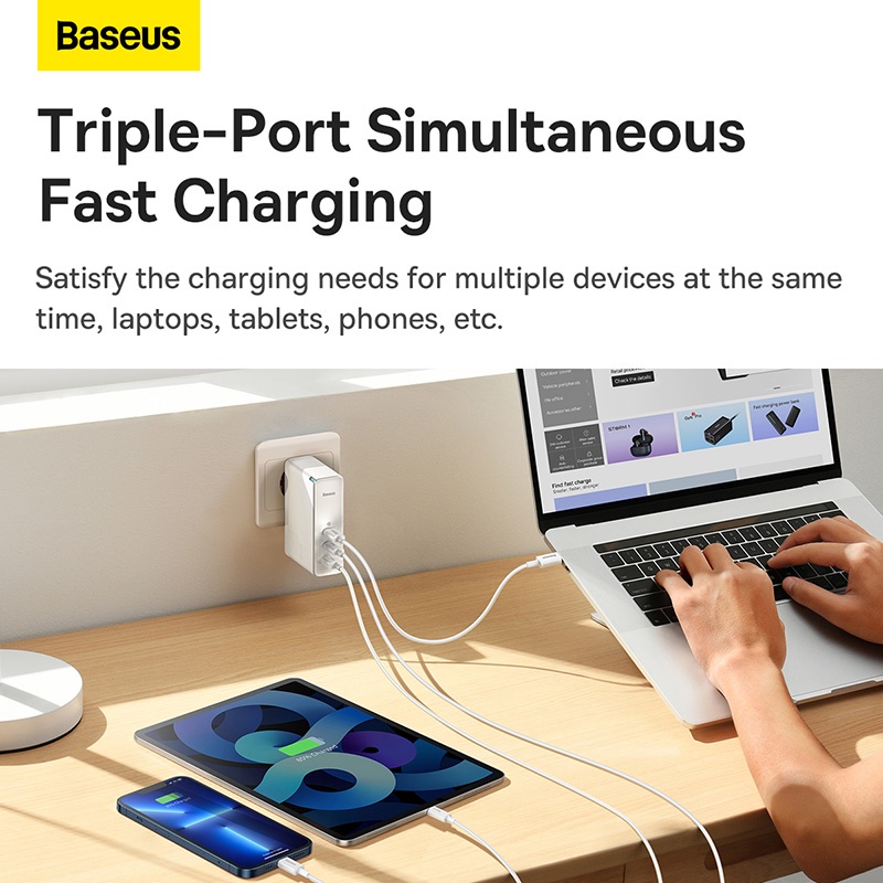 Detalhes do Baseus 140W GaN USB Tipo C PD3.1 Carga Rápida Para Macbook Tablet 4.0 3.0 iPhone 14 13 12