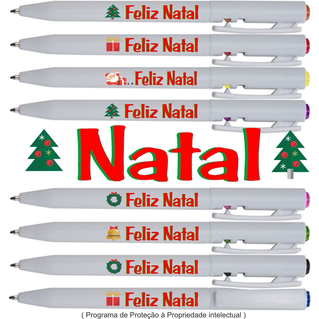 15 Canetas Personalizadas Tema Feliz Natal Lembrancinhas Brindes