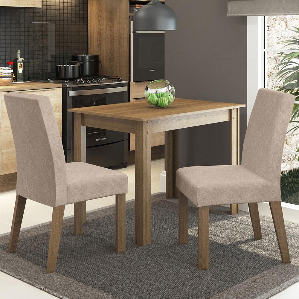 Conjunto Sala de Jantar Madesa Vic Mesa Tampo de Madeira com 2 Cadeiras - Rustic/Imperial em Oferta na Shopee