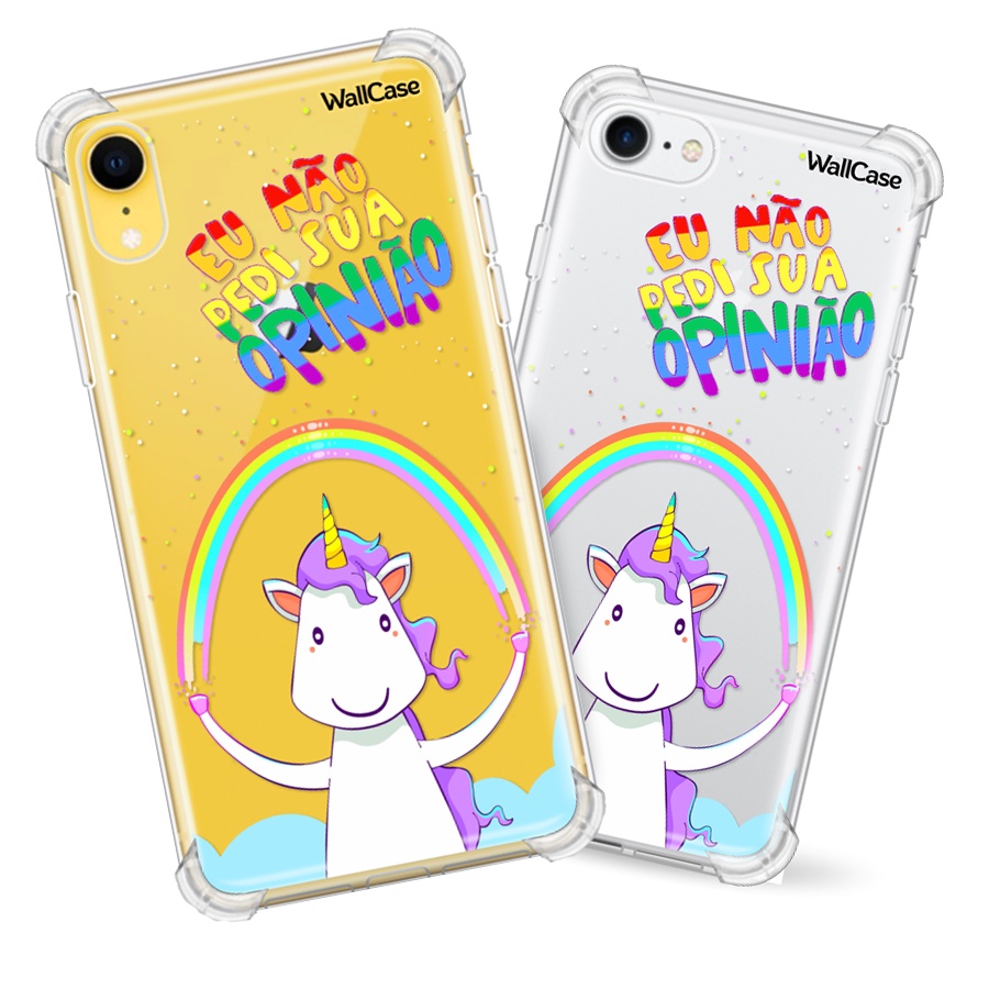 Capinha de Celular Du08 Unicórnio Arco-íris Frases Para iPhone 5 6 7 8 11 12 13 14 15 16E 17 Se Xr Xs Pro Max