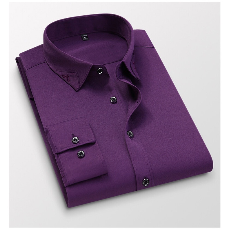 Camisa Masculina Alimens & Gentle Oxford - Manga Longa Em Roxo Escuro