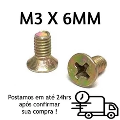 500 Peças Parafuso Cabeça Chata Phillips M3 X 6mm Bicromatizado
