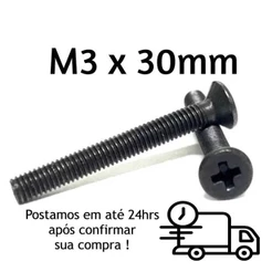 Parafuso Cabeça Chata Phillips M3 X 30mm Oxidado Preto