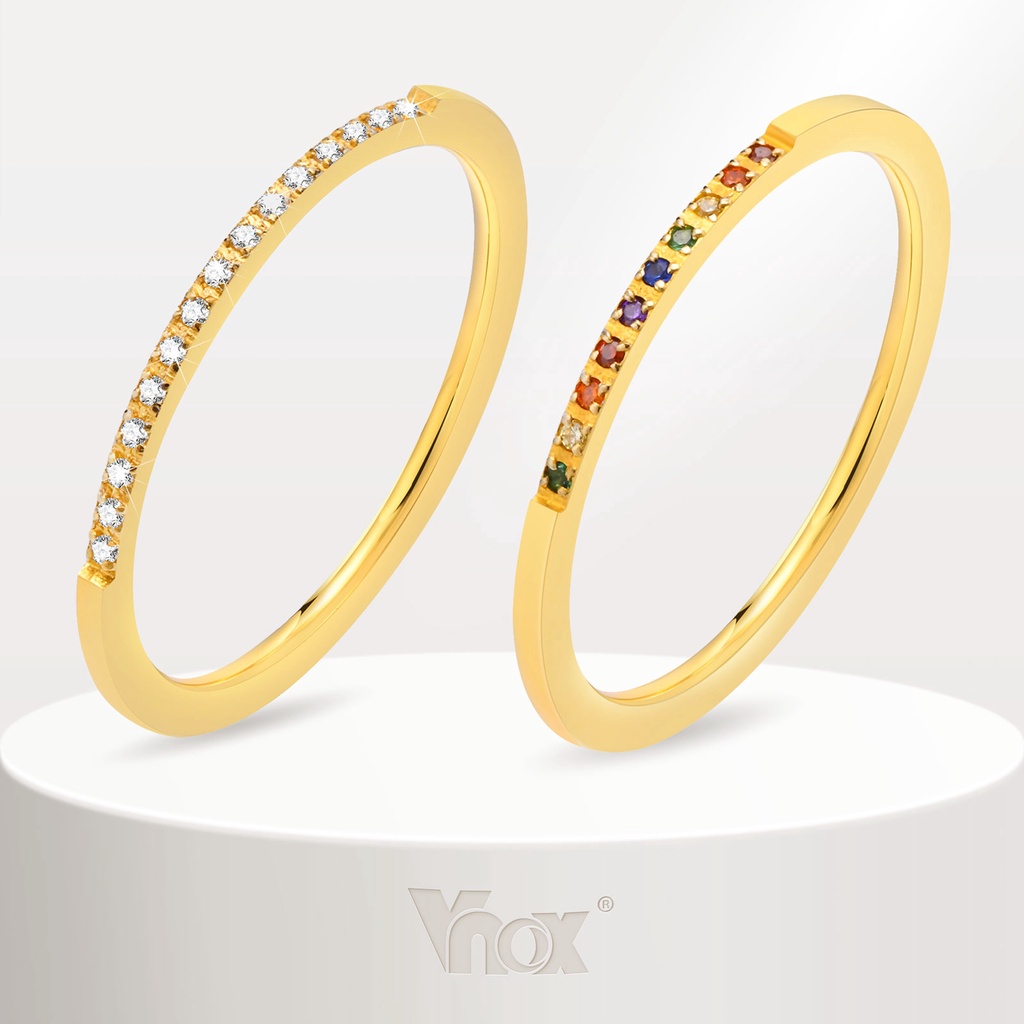 Vnox Zircônio Branco Anéis Minúsculos Para Mulheres , Anel De Casamento Em Tom De Ouro em Oferta na Shopee