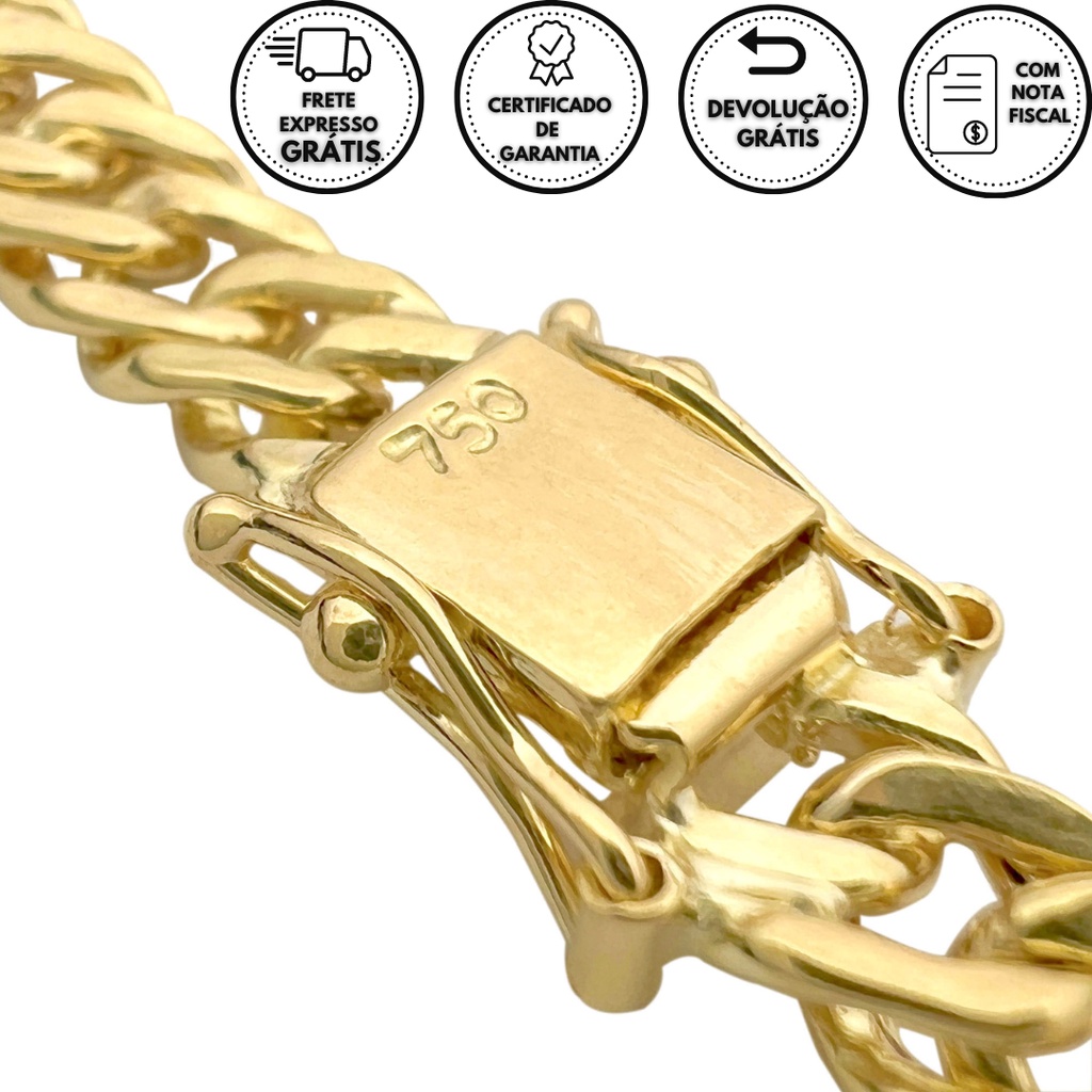 Corrente Ouro Puro 18K Masculina Grumet Elo Duplo Maciça 70cm Grossa ...