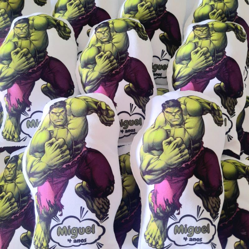 kit com 10 almofadas Hulk Vingadores personalizadas para lembrancinha de aniversário festa batizado