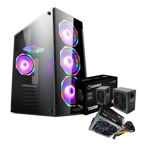 Gabinete Pc Gamer + Fonte De 750w Real Silenciosa 115v/230v