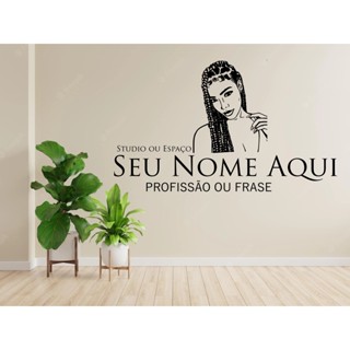 Adesivo De Parede Decorativo Salão Studio Beleza Estética Hair Trança Trancista Afro