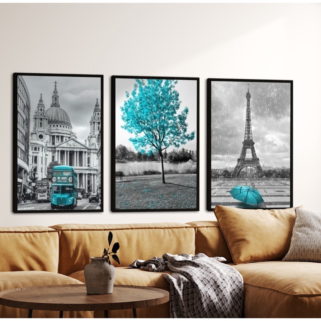 Quadro Londres Árvore Da Vida Azul Tiffany Torre Eiffel