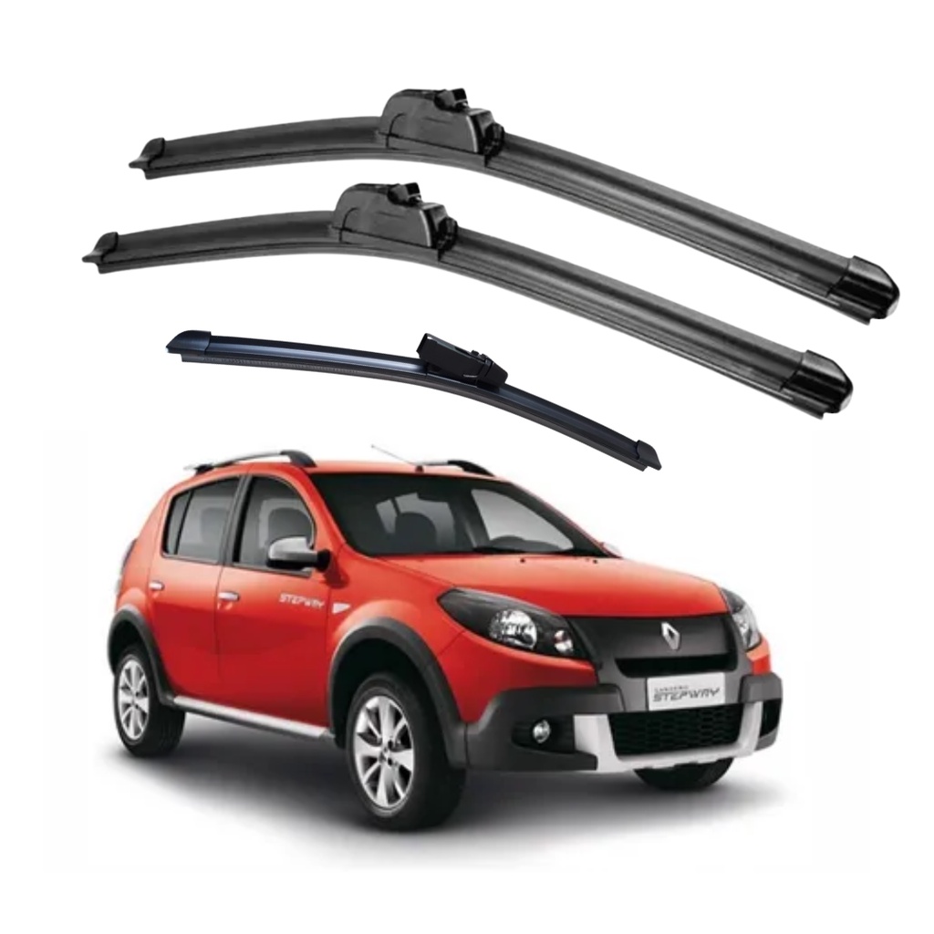 Kit Palheta Limpador Parabrisa + Traseiro Sandero Stepway 2011 2012 2013 2014 Renault em Oferta na Shopee