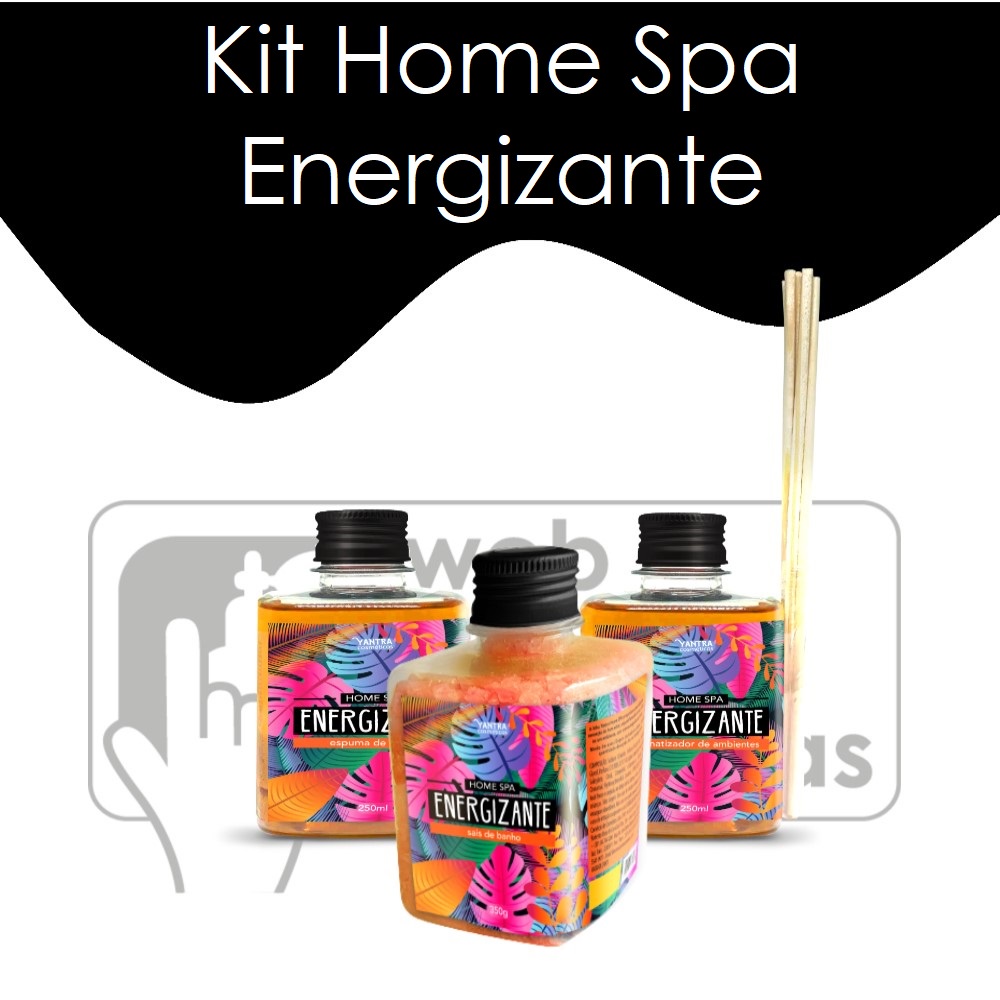 KIT HOME SPA ENERGIZANTE - ESPUMA de BANHO + SAIS de BANHO + AROMATIZADOR de AMBIENTE -