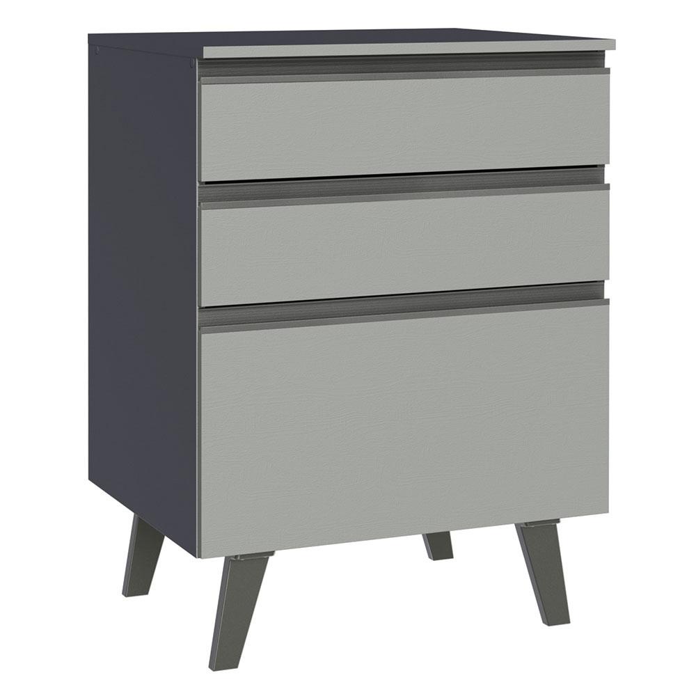 Balcão Armário de Cozinha 60 cm 3 Gavetas Com Pés Cinza Nice Madesa em Oferta na Shopee