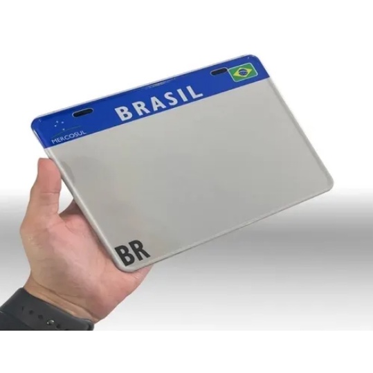 Placa De Moto Decorativa Mercosul Virgem Alumínio