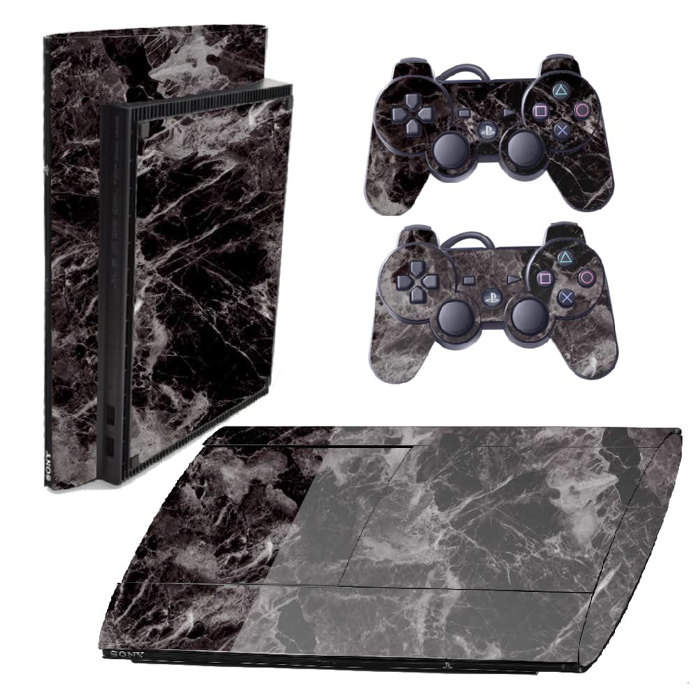 Skin PS3 Super Slim Playstation Adesivo Pelicula Protetora Marmore Nero
