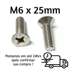 Parafuso Cabeça Chata Phillips M6 X 25mm Inox