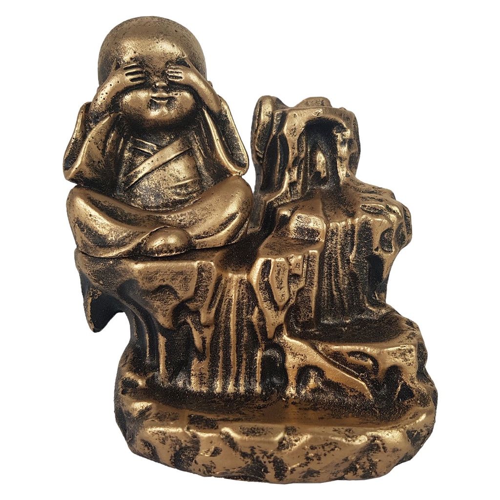 Incensário Cascata Buda Sábio Não Vejo na Pedra Aromatizador Cone em Oferta na Shopee