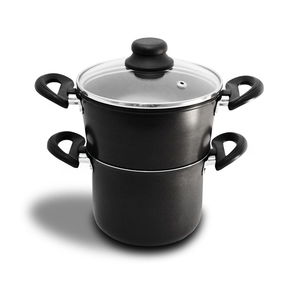 Panela a Vapor Teflon 3 em 1 Cuscuz e Legumes - Fervedor N°14 Preto