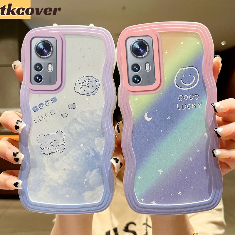 Sorridente Capa De Celular Arco-Íris Para Xiaomi Mi 12T 9T Pro Poco F4 F3 F2 M3 M4 X4 NFC X3 X4 GT Fofo Urso De Onda Enrolada Flexível TPU